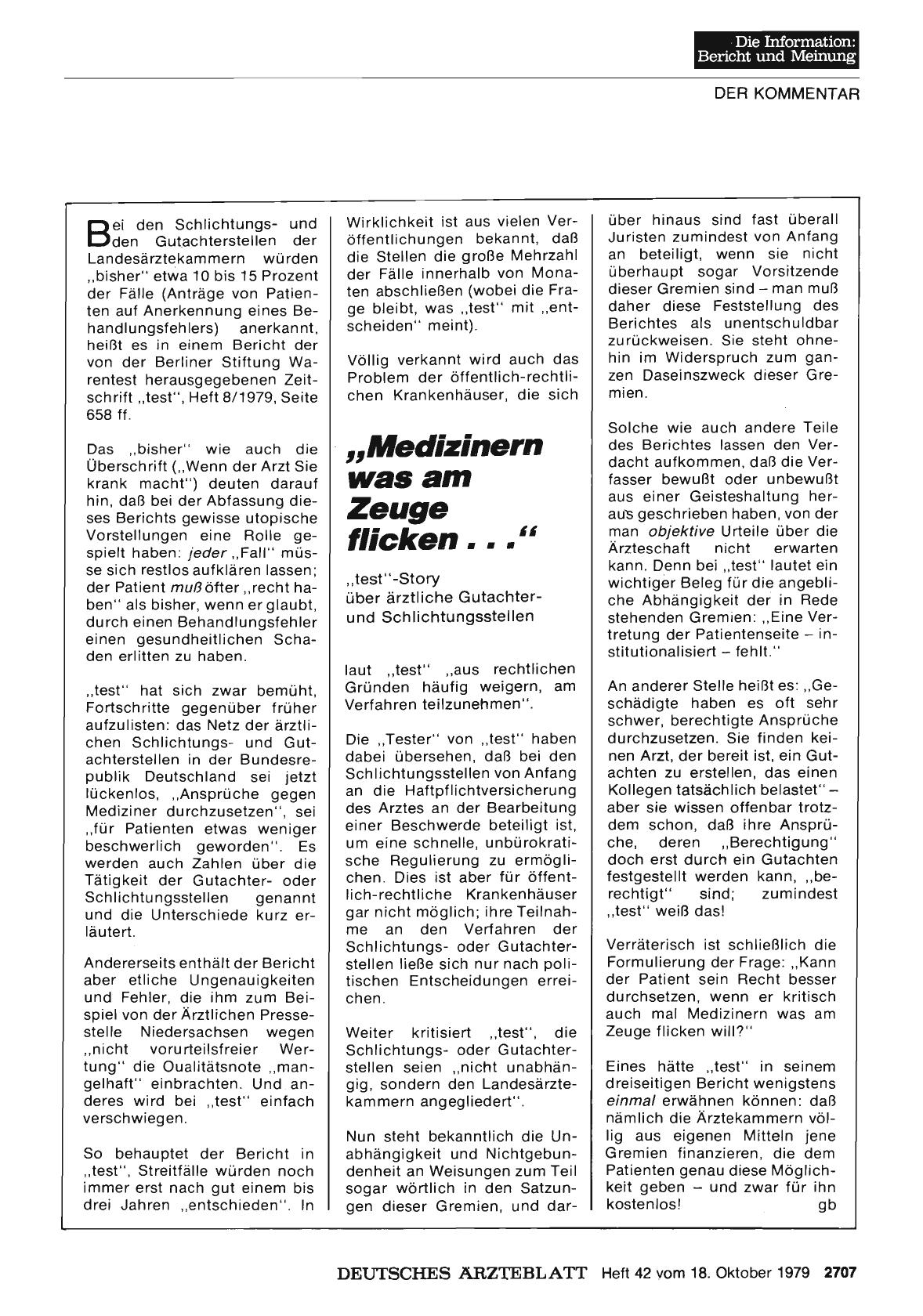 Vorschauseite 1: „Medizinern was am Zeuge flicken. .. „: „test„-Story über ärztliche Gutachter und Schlichtungsstellen