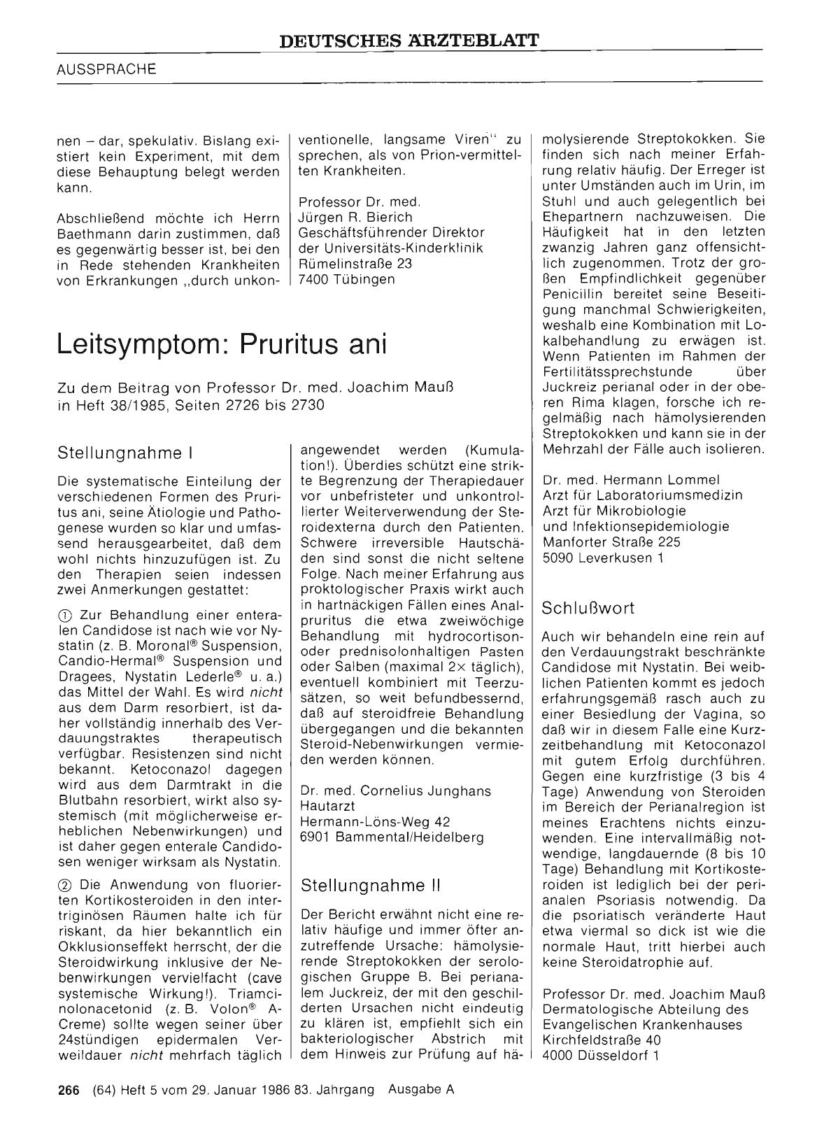 Vorschauseite 1: Leitsymptom: Pruritus ani: Stellungnahme II