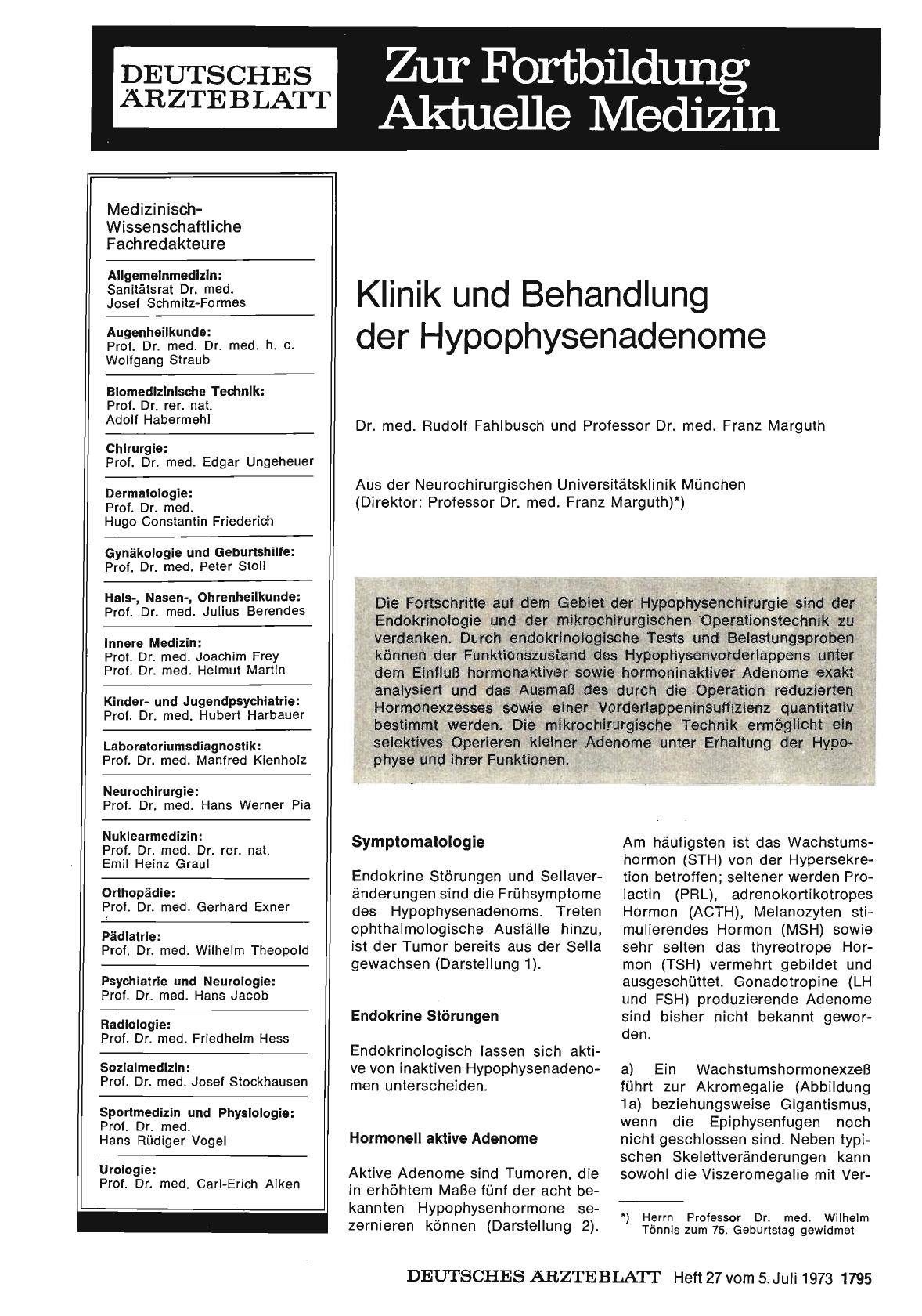 Vorschauseite 1: Klinik und Behandlung der Hypophysenadenome