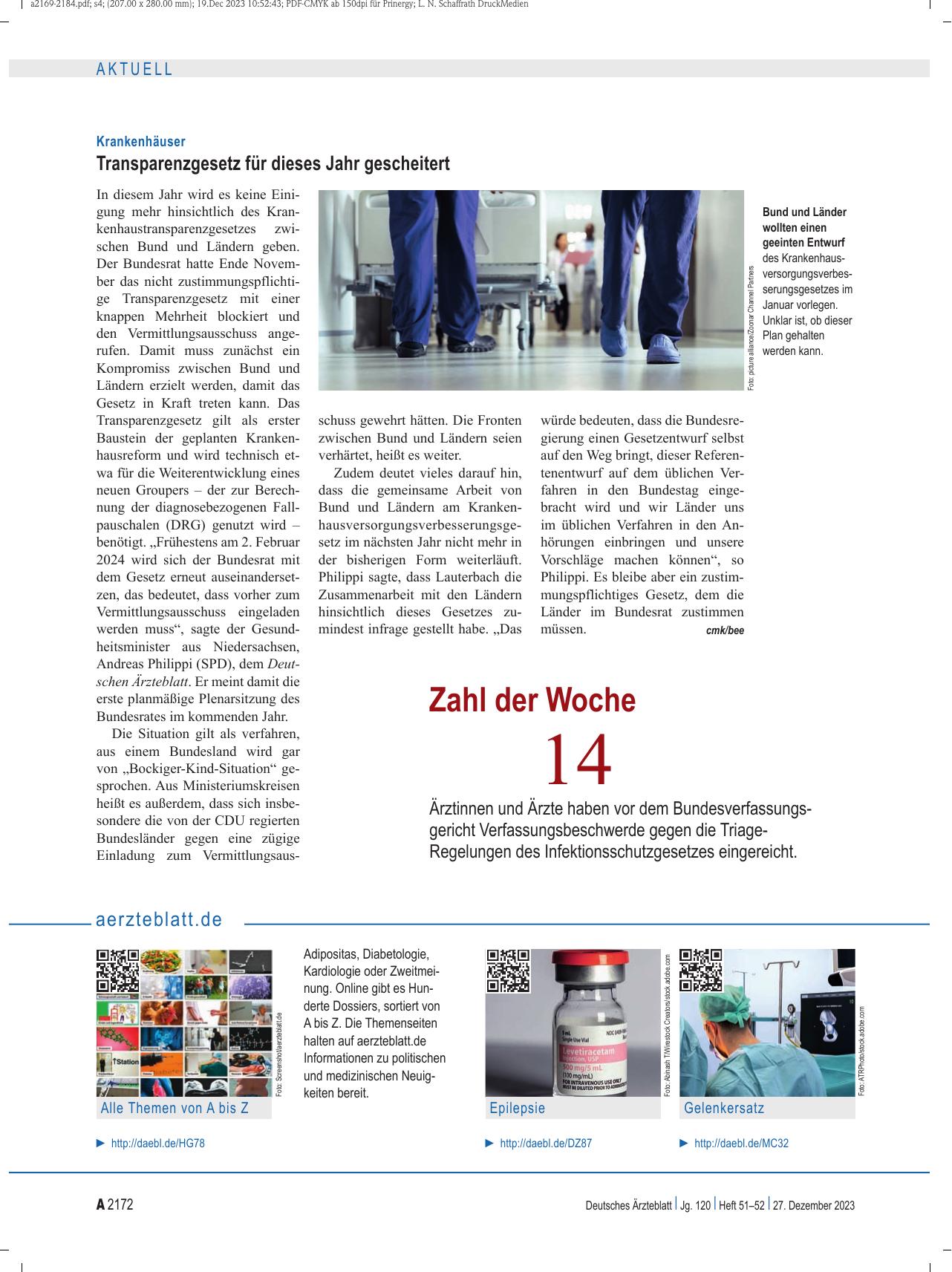 Vorschauseite 1: Ärzteblatt. de