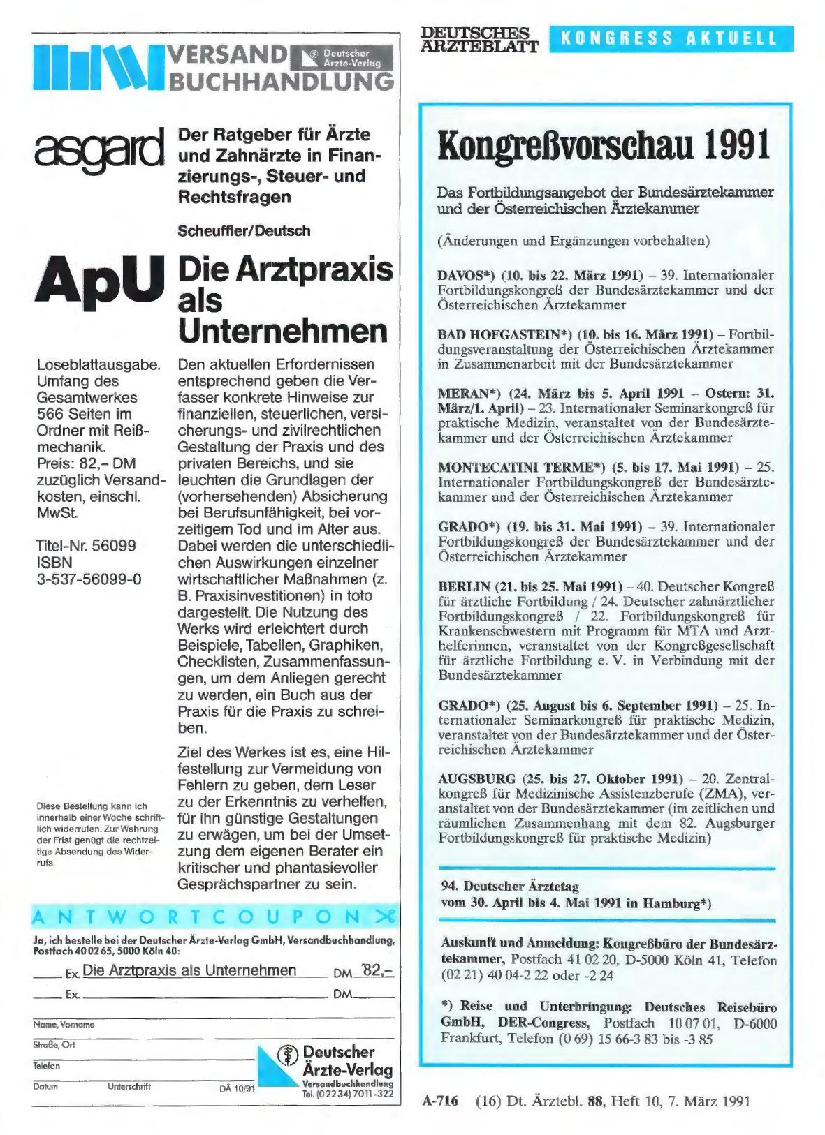 Vorschauseite 1: Kongreßvorschau 1991
