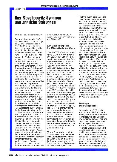 Vorschauseite 1: Das Moschcowitz-Syndrom und ähnliche Störungen