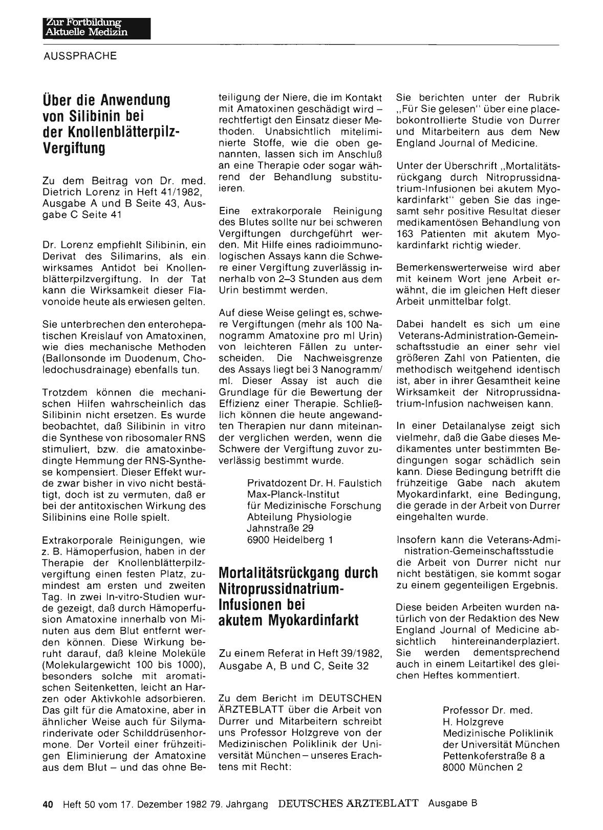 Vorschauseite 1: Mortalitätsrückgang durch Nitroprussidnatrium-Infusionen bei akutem Myokardinfarkt: Stellungnahme