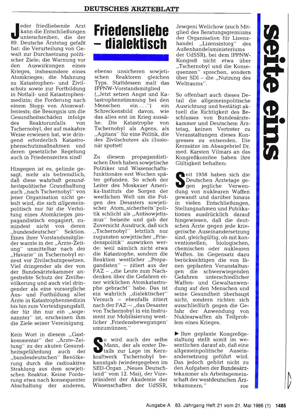 Vorschauseite 1: Friedensliebe – dialektisch