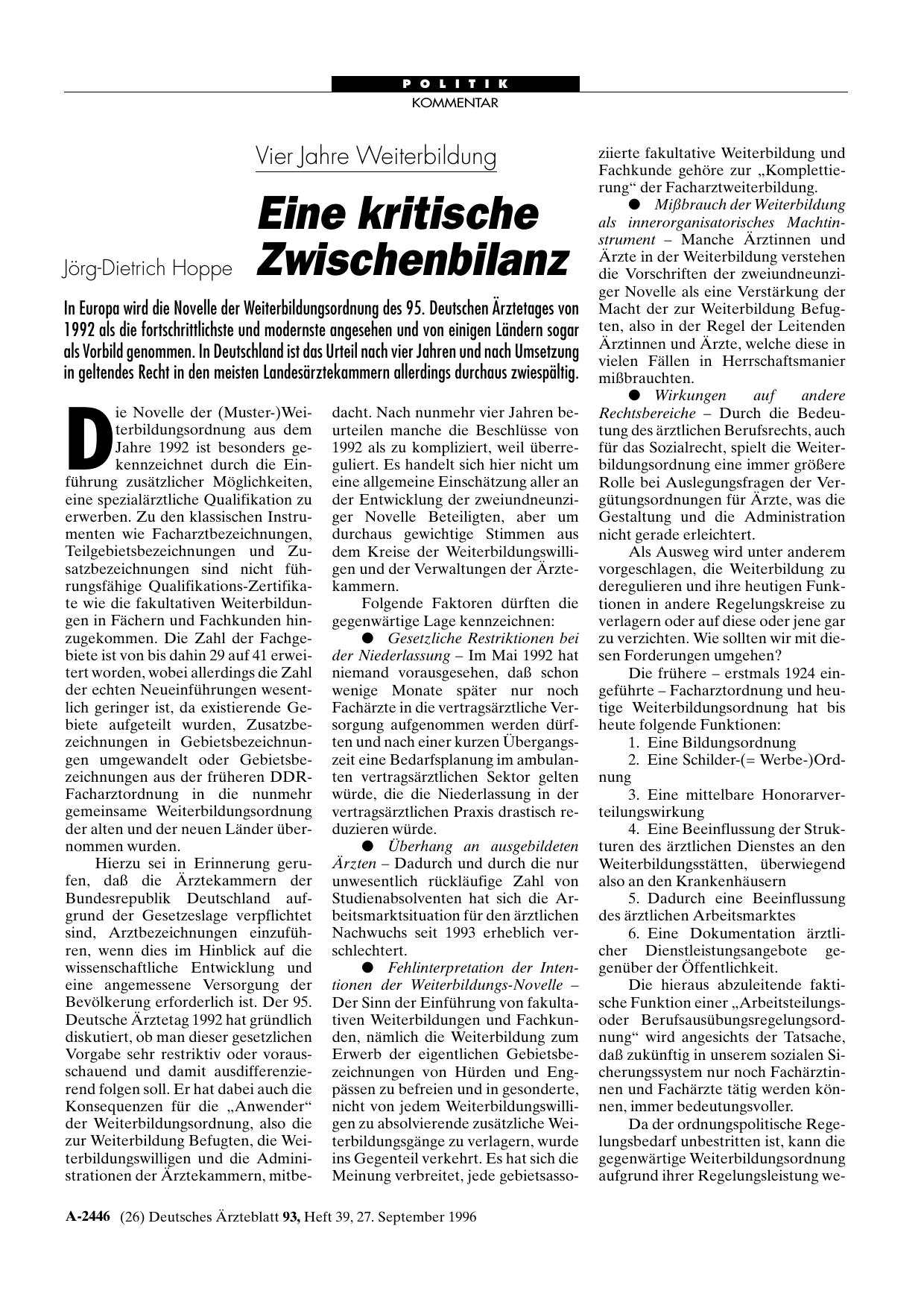 Vorschauseite 1: Vier Jahre Weiterbildung: Eine kritische Zwischenbilanz