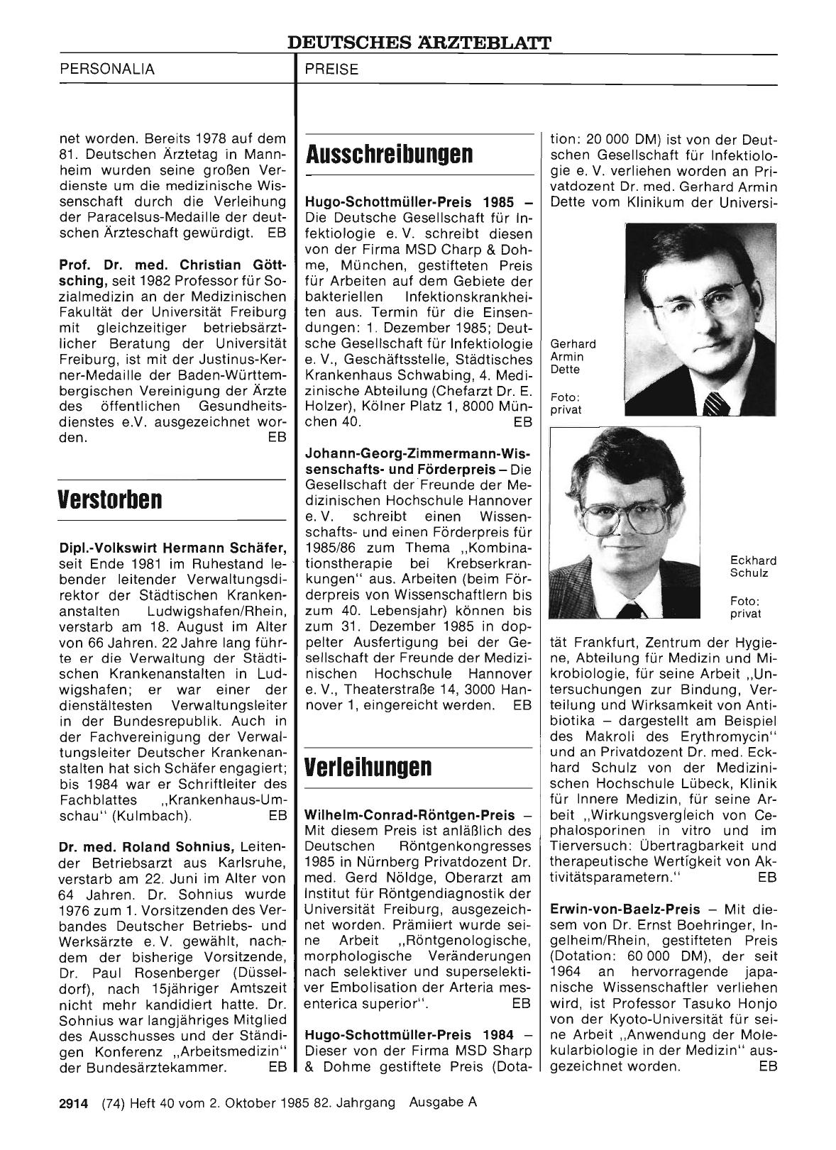 Vorschauseite 1: Preise: Verleihungen