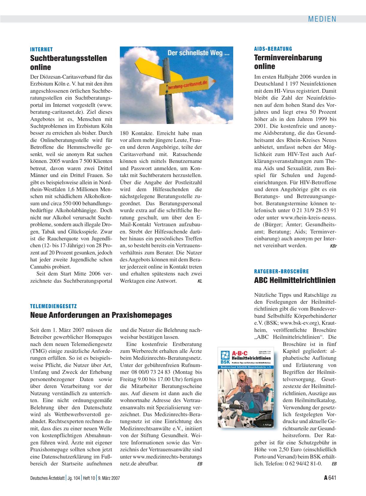 Vorschauseite 1: Telemediengesetz: Neue Anforderungen an Praxishomepages