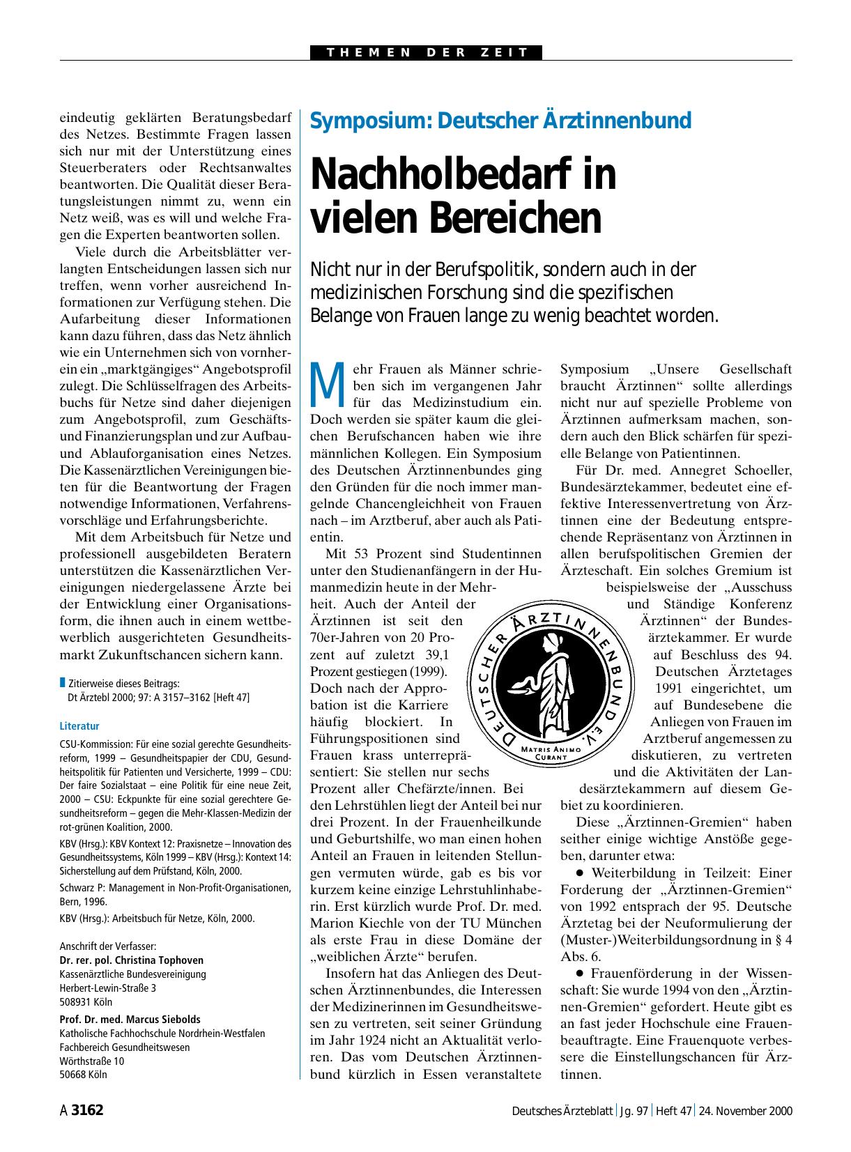 Vorschauseite 1: Symposium – Deutscher Ärztinnenbund: Nachholbedarf in vielen Bereichen