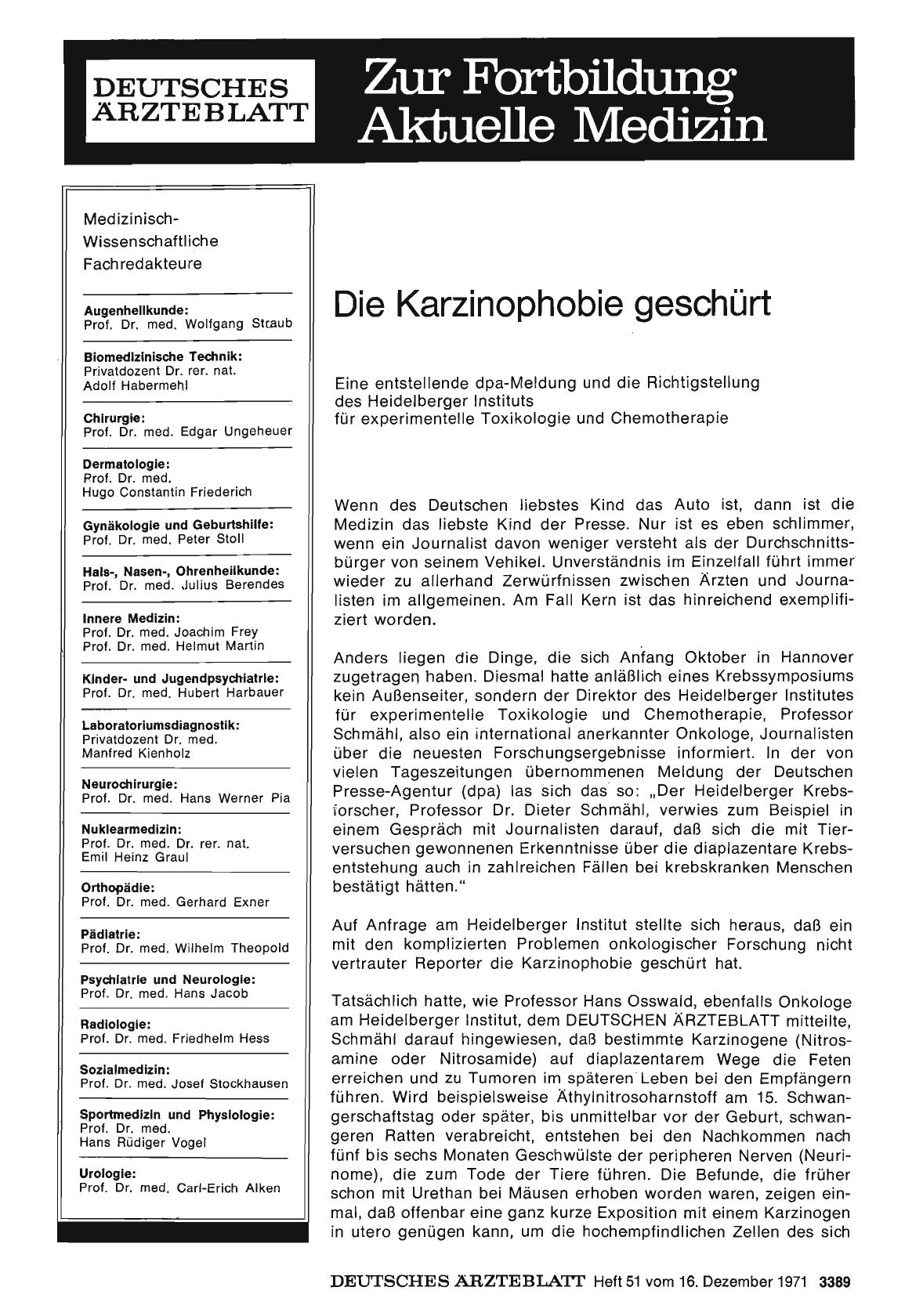 Vorschauseite 1: Die Karzinophobie geschürt