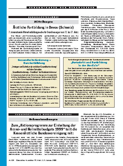 Vorschauseite 1: Fortbildungskompendium der Bundesärztekammer: „Fortschritt und Fortbildung in der Medizin“