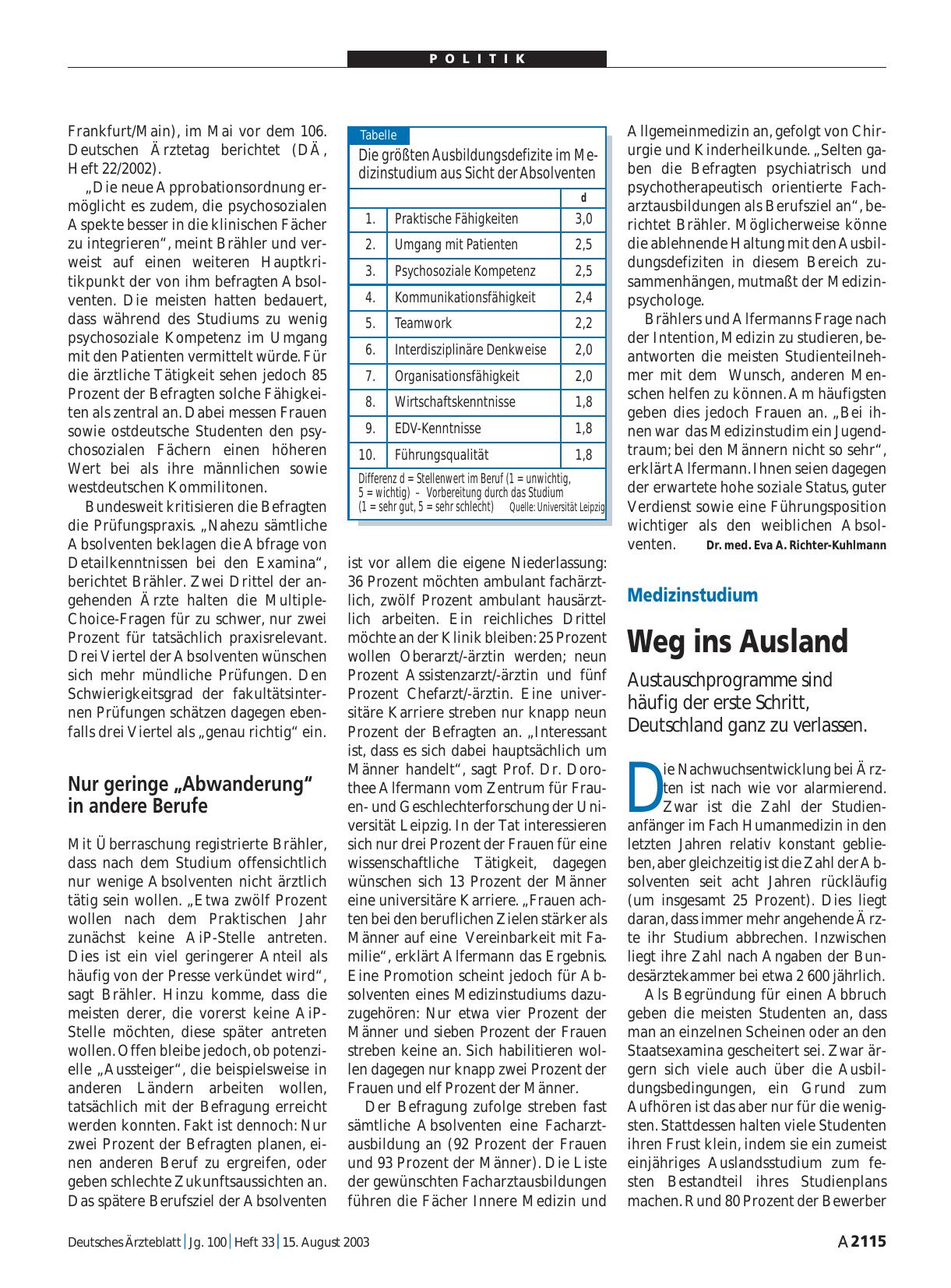 Vorschauseite 1: Medizinstudium: Weg ins Ausland