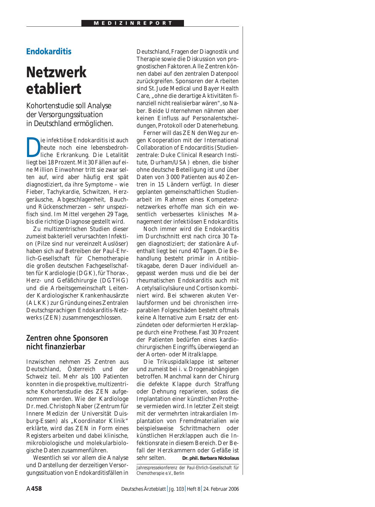 Vorschauseite 1: Endokarditis: Netzwerk etabliert
