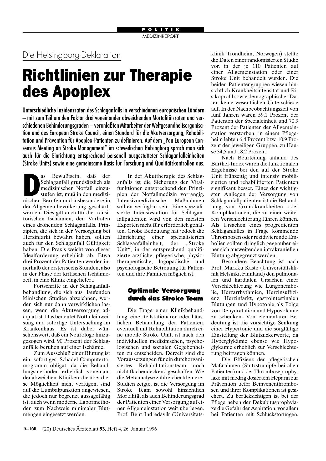 Vorschauseite 1: Die Helsingborg-Deklaration: Richtlinien zur Therapie des Apoplex