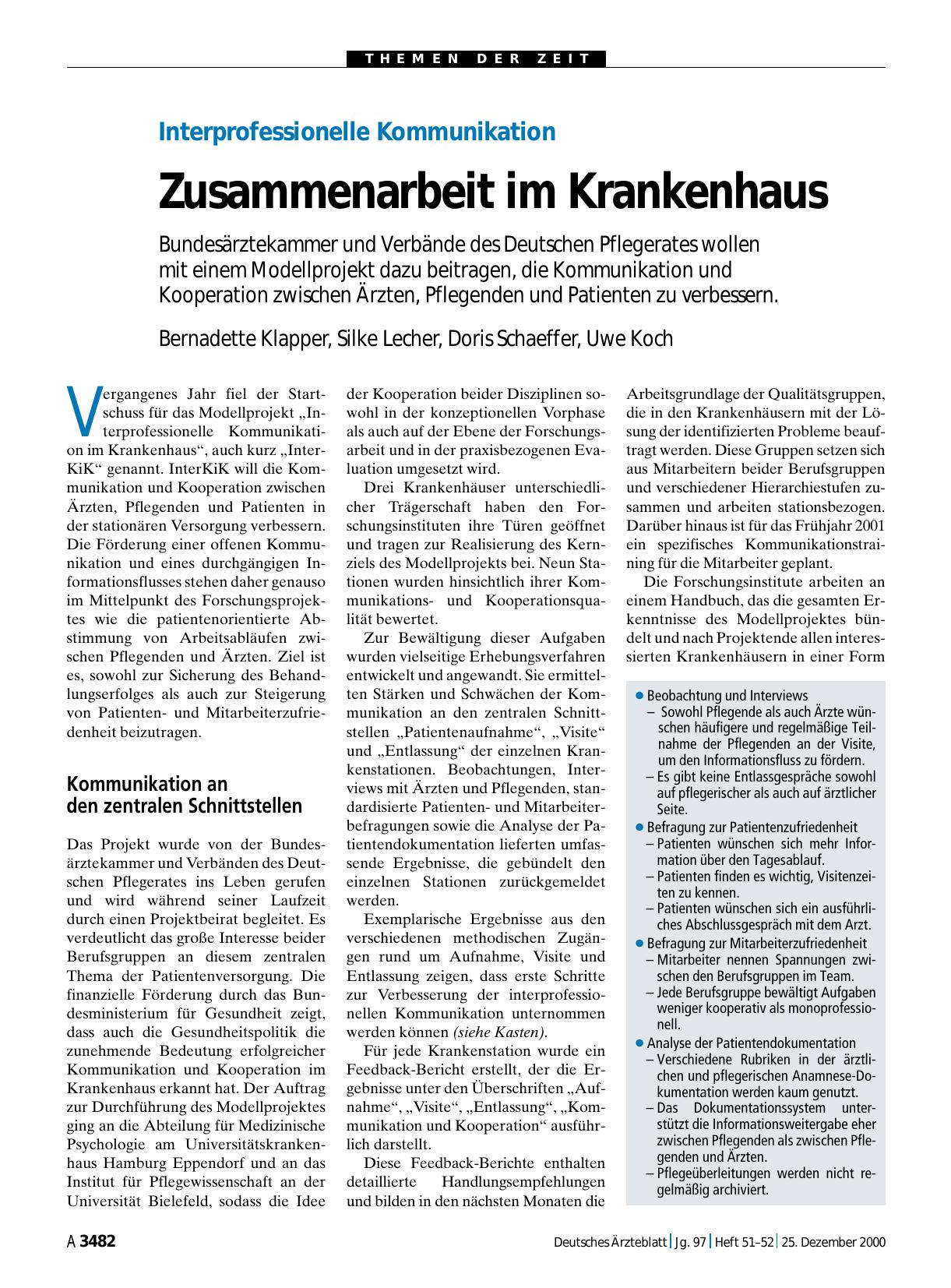 Vorschauseite 1: Interprofessionelle Kommunikation: Zusammenarbeit im Krankenhaus