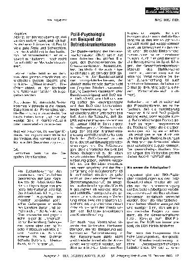 Vorschauseite 1: Polit-Psychologie am Beispiel der Betriebskrankenkassen