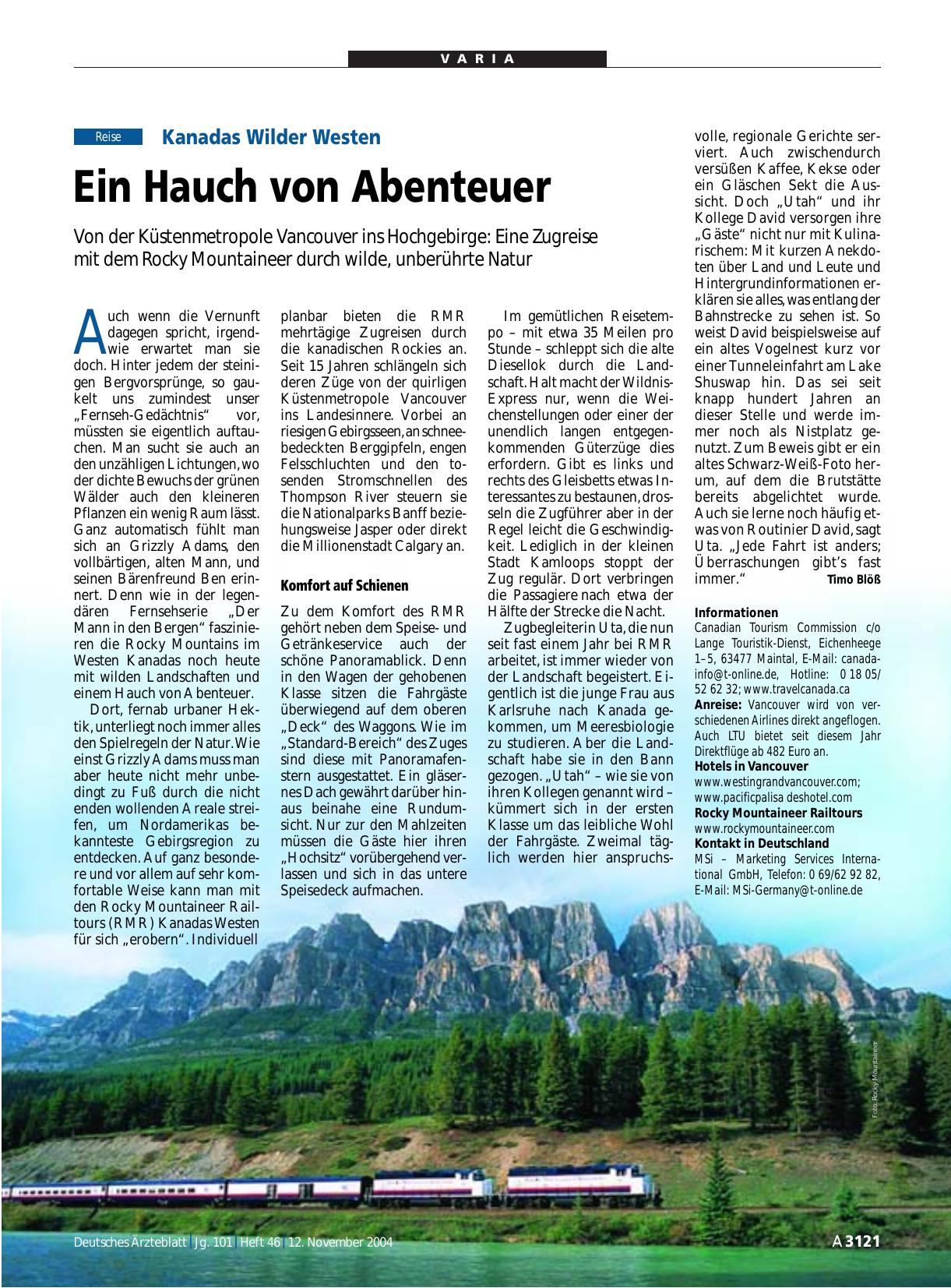 Vorschauseite 1: Kanadas Wilder Westen: Ein Hauch von Abenteuer