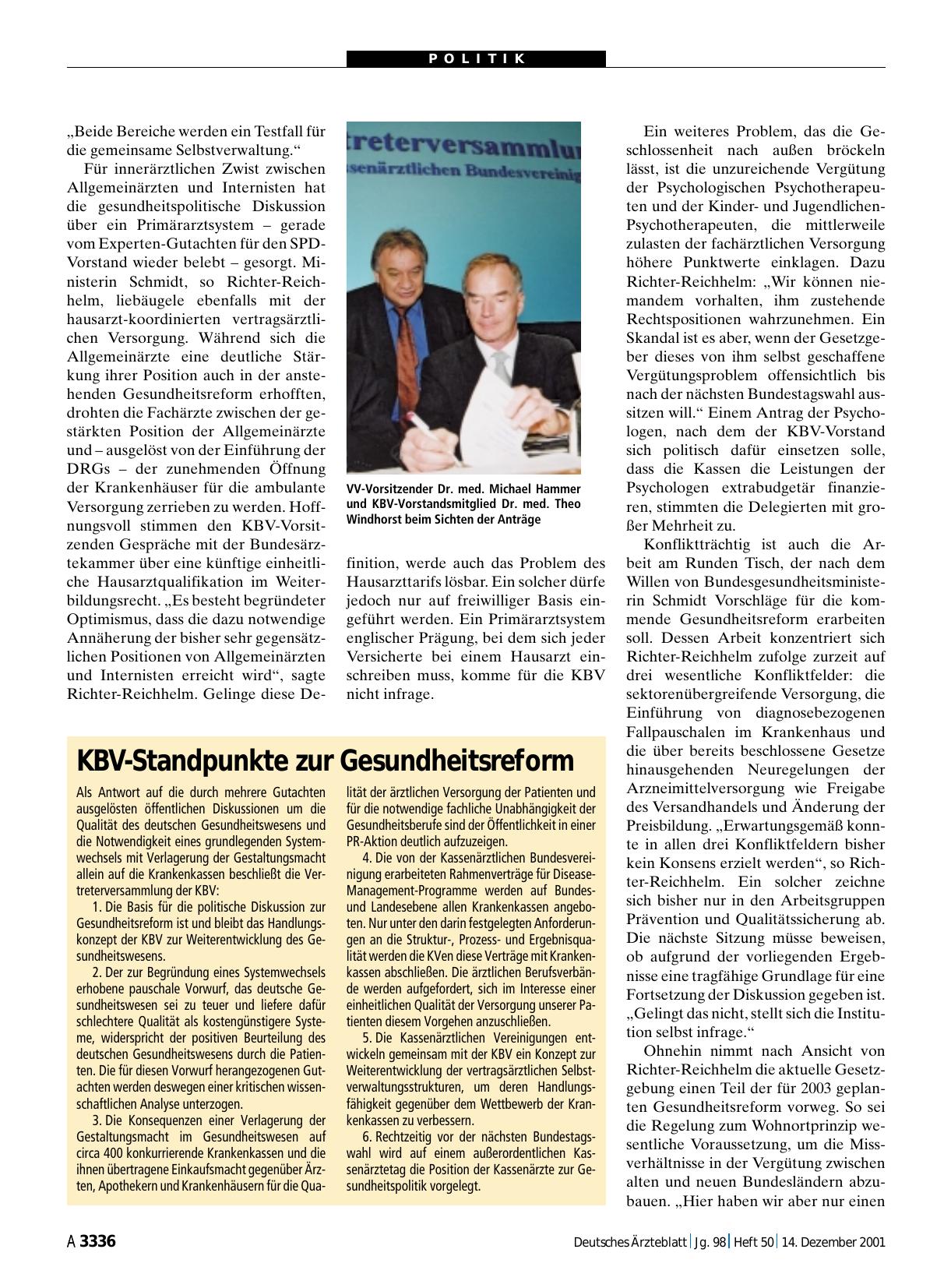 Vorschauseite 1: KBV-Standpunkte zur Gesundheitsreform