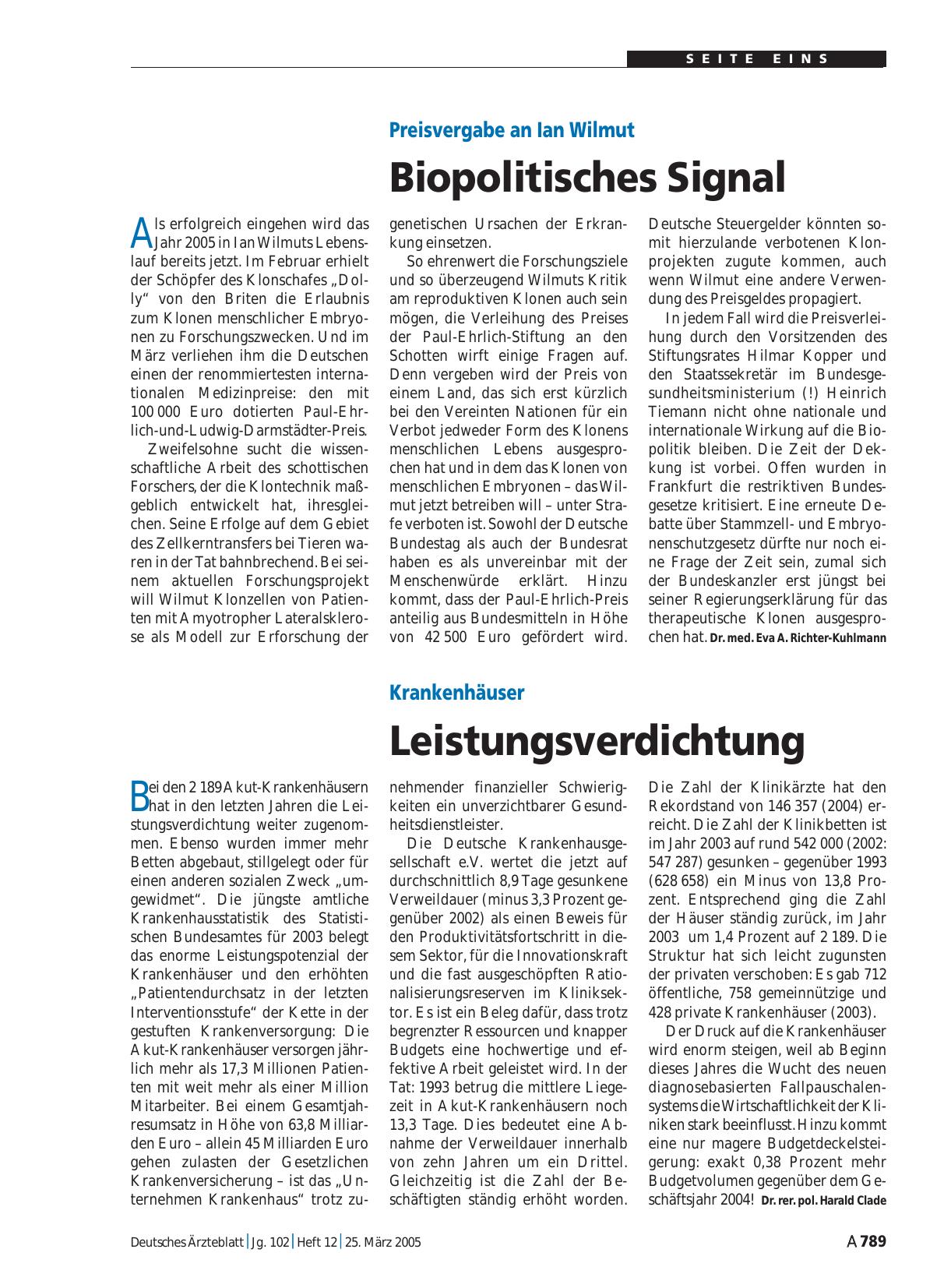Vorschauseite 1: Krankenhäuser: Leistungsverdichtung