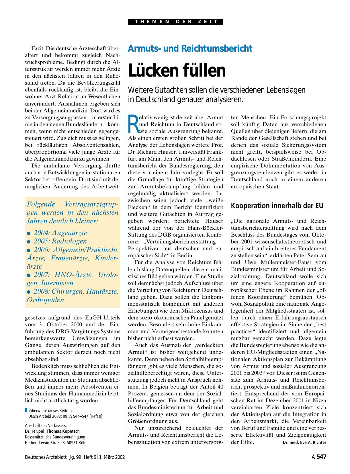 Vorschauseite 1: Armutsund Reichtumsbericht: Lücken füllen