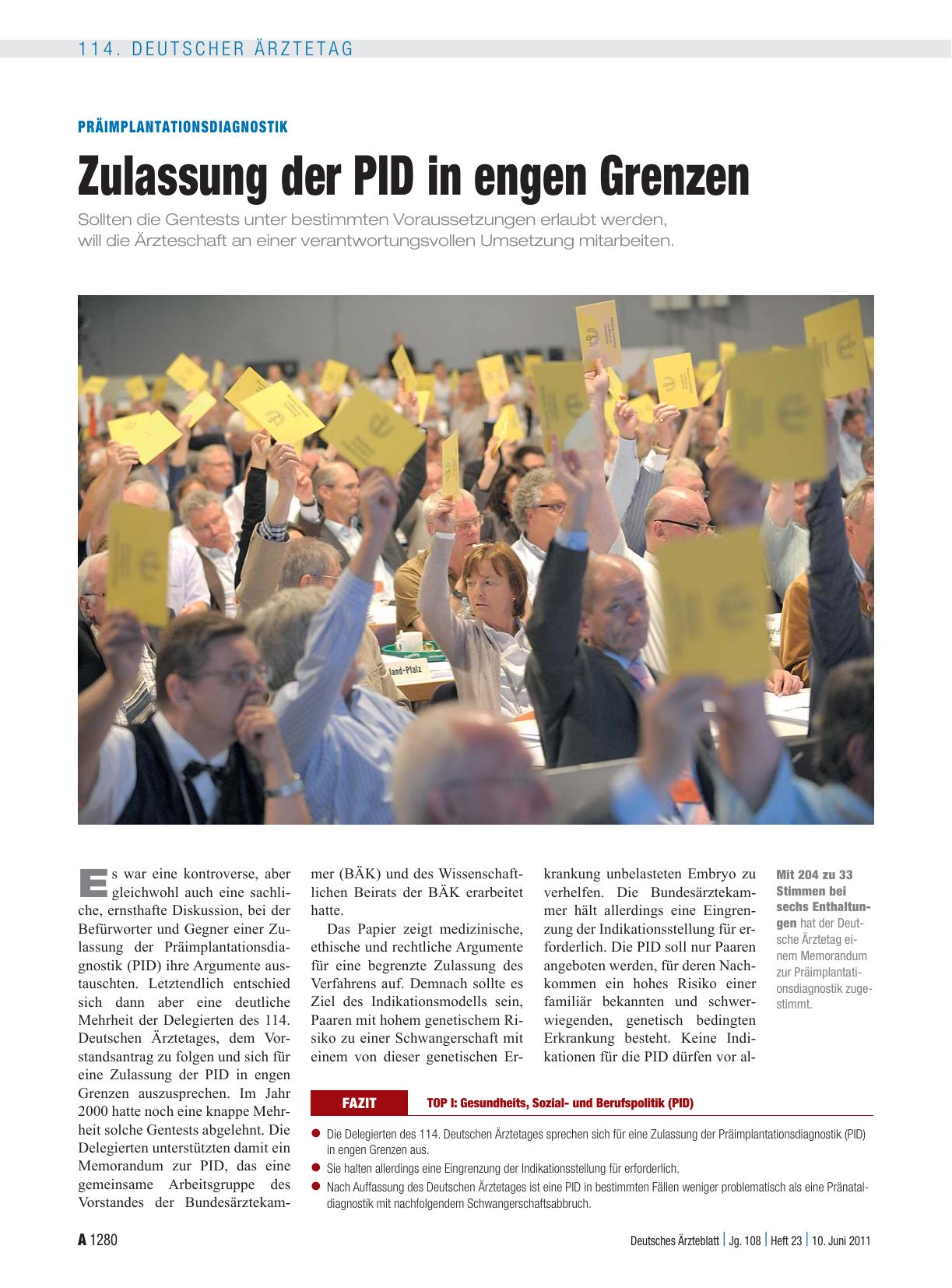 Vorschauseite 1: Präimplantationsdiagnostik: Zulassung der PID in engen Grenzen