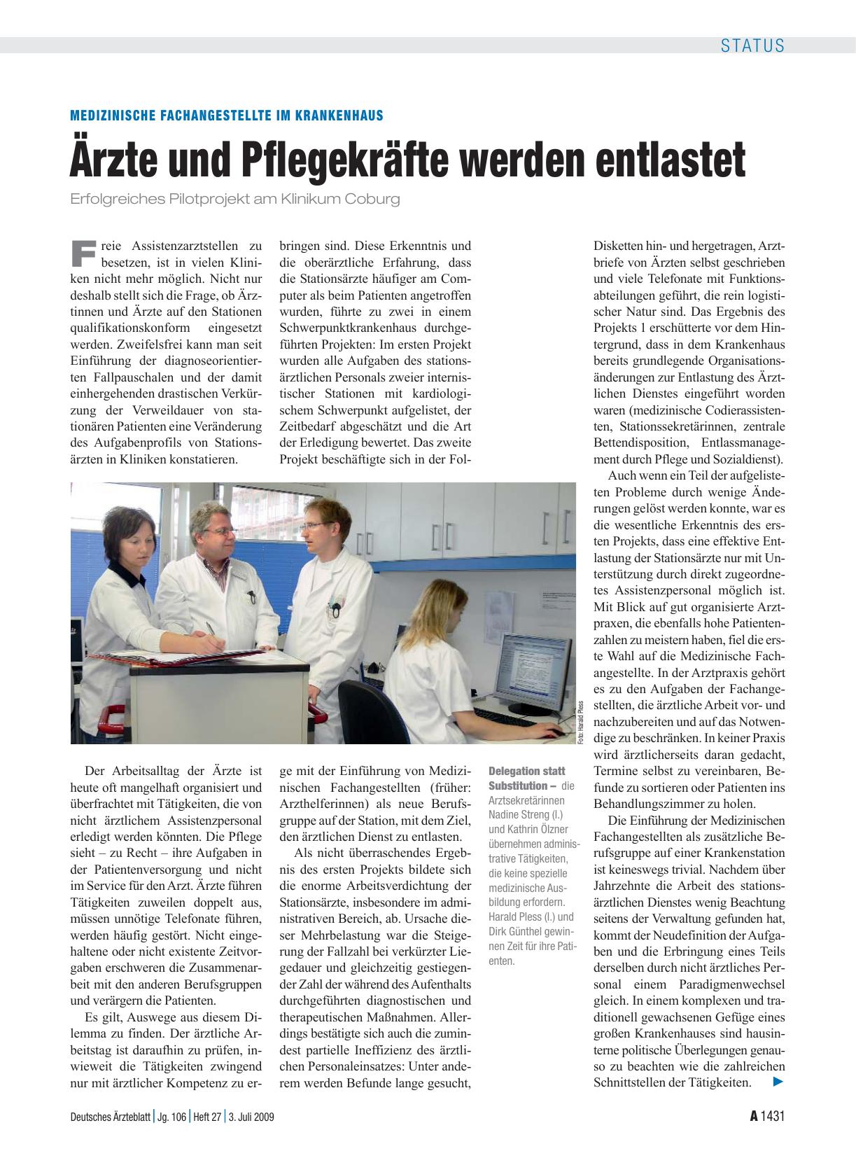 Vorschauseite 1: Medizinische Fachangestellte im Krankenhaus: Ärzte und Pflegekräfte werden entlastet