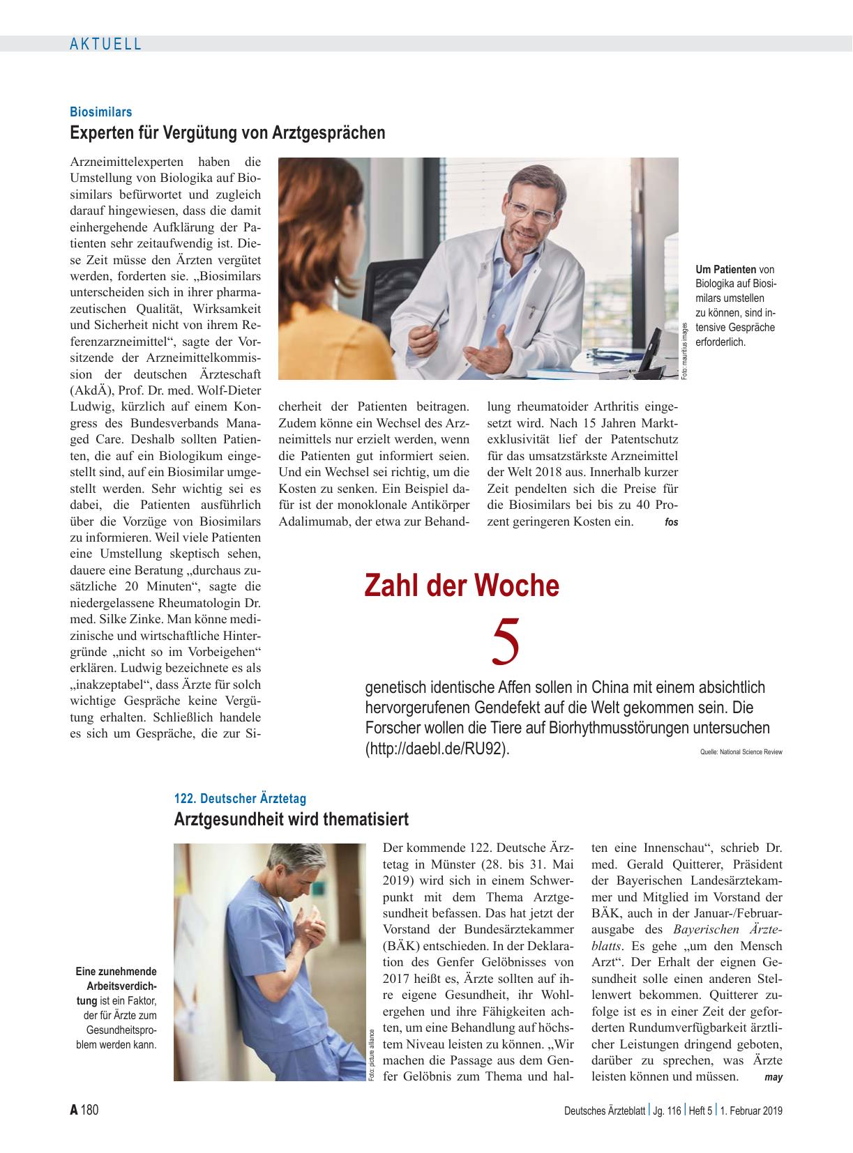 Vorschauseite 1: Biosimilars: Experten für Vergütung von Arztgesprächen