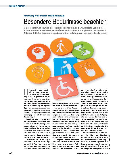 Vorschauseite 1: Versorgung von Menschen mit Behinderungen: Besondere Bedürfnisse beachten