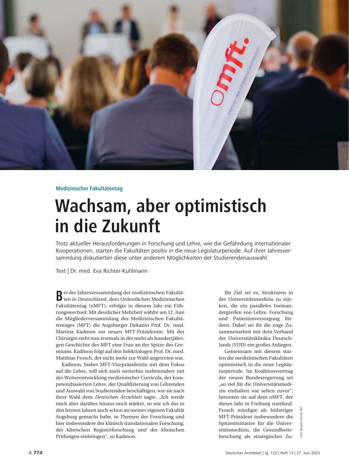Vorschauseite 1: Medizinischer Fakultätentag: Wachsam, aber optimistisch in die Zukunft