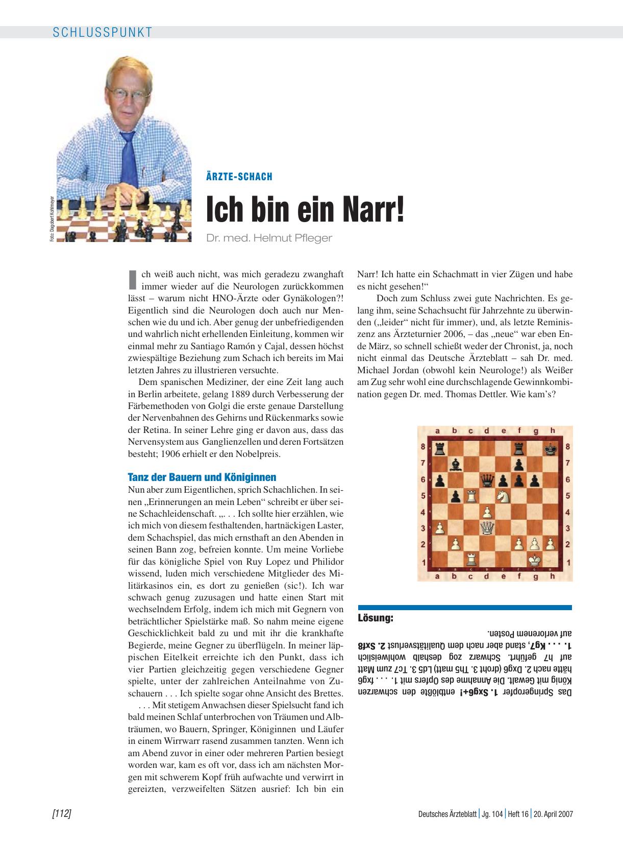 Vorschauseite 1: Ärzte-Schach: Ich bin ein Narr!
