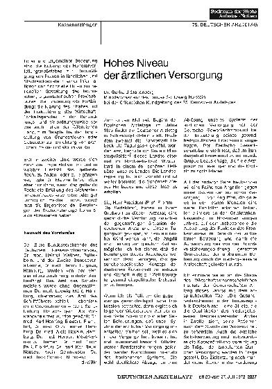 Vorschauseite 1: Hohes Niveau der ärztlichen Versorgung
