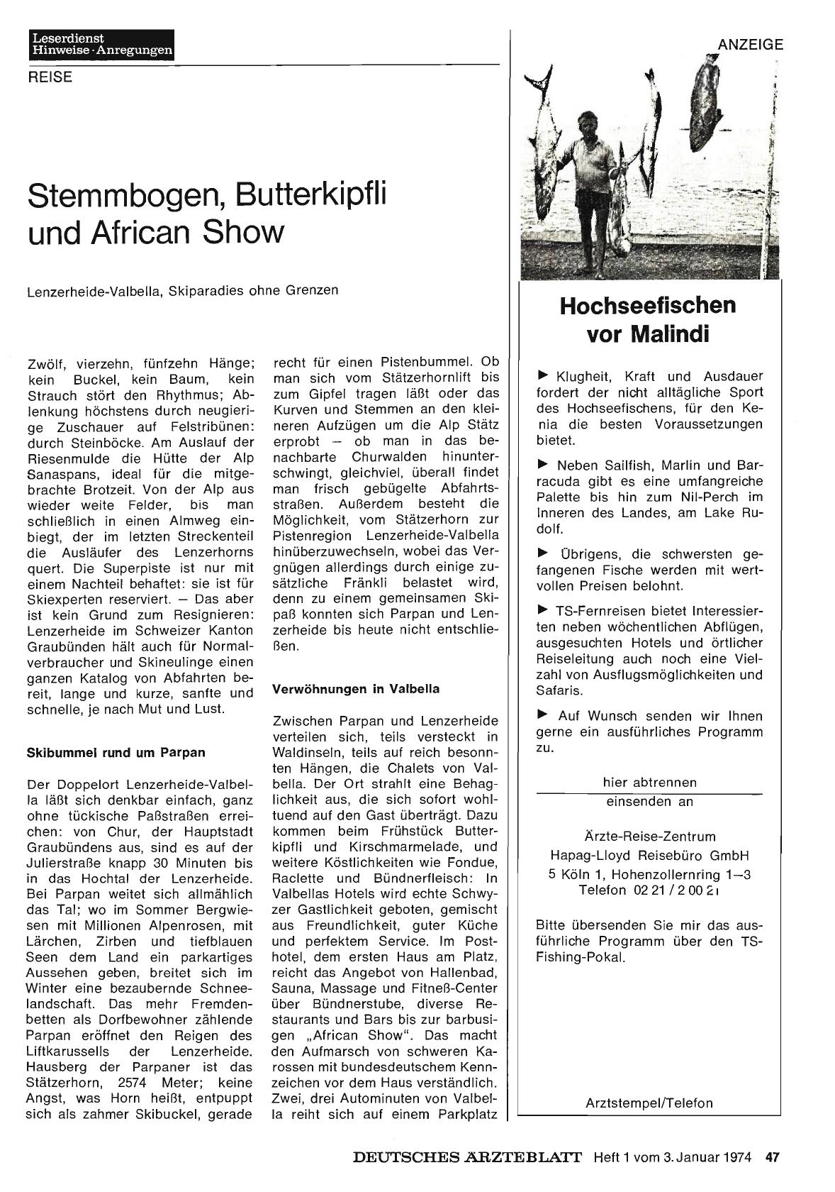 Vorschauseite 1: Stemmbogen, Butterkipfli und African Show