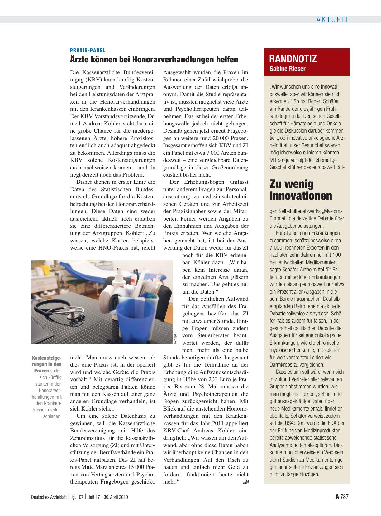 Vorschauseite 1: Praxis-Panel: Ärzte können bei Honorarverhandlungen helfen