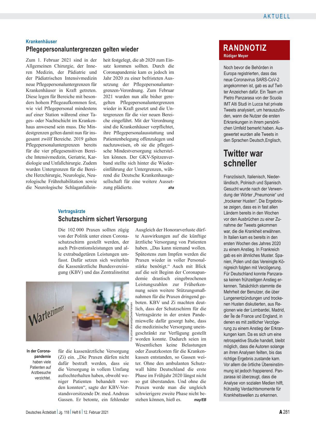 Vorschauseite 1: Krankenhäuser: Pflegepersonaluntergrenzen gelten wieder