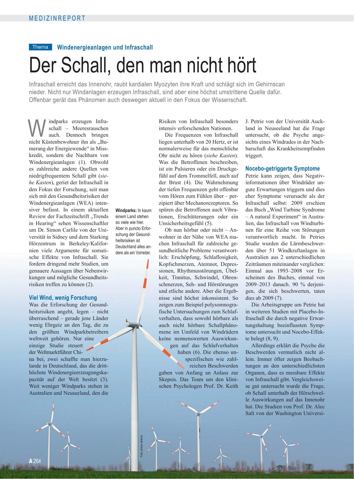Vorschauseite 1: Windenergieanlagen und Infraschall: Der Schall, den man nicht hört