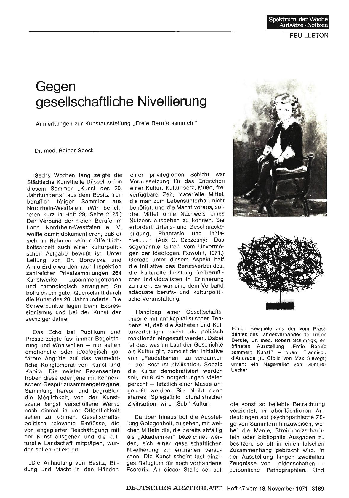 Vorschauseite 1: Gegen gesellschaftliche Nivellierung