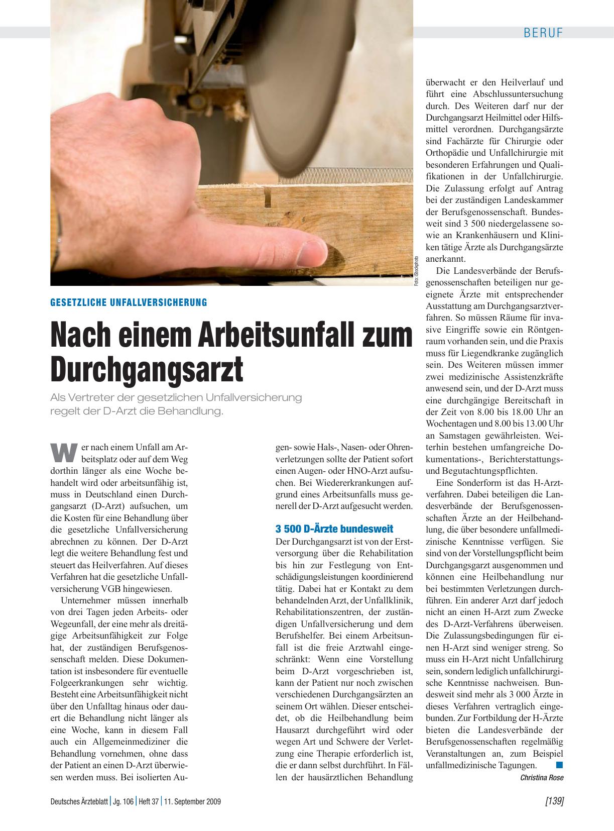 Vorschauseite 1: Gesetzliche Unfallversicherung: Nach einem Arbeitsunfall zum Durchgangsarzt