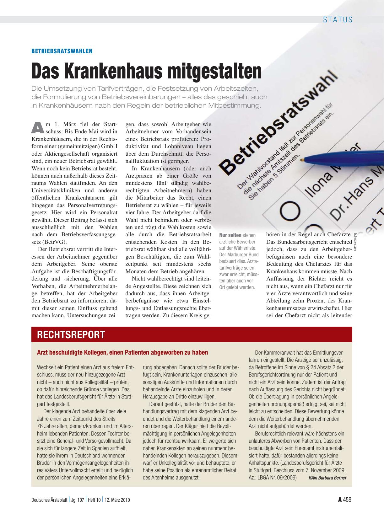 Vorschauseite 1: Betriebsratswahlen: Das Krankenhaus mitgestalten