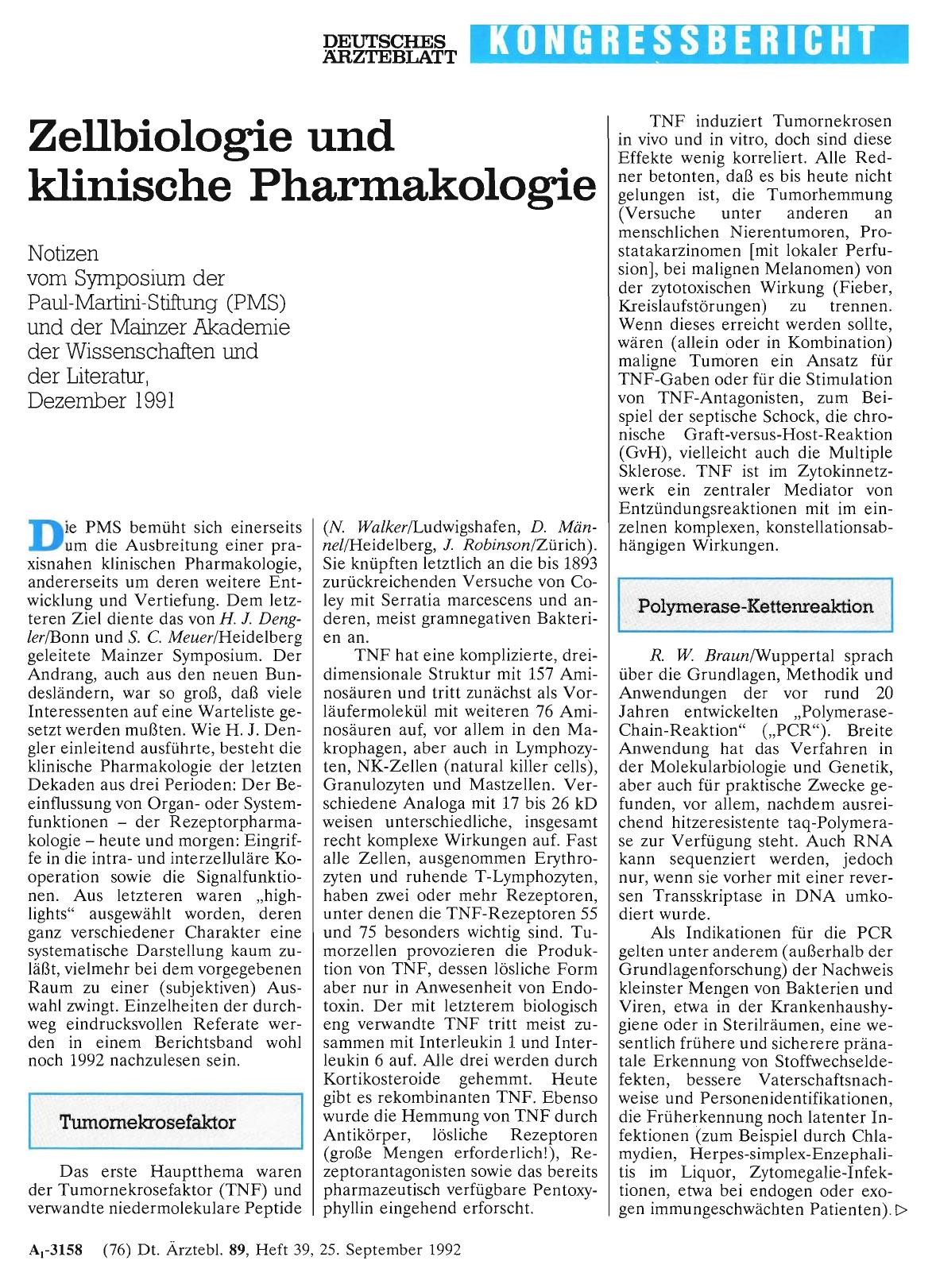 Vorschauseite 1: Zellbiologie und klinische Pharmakologie
