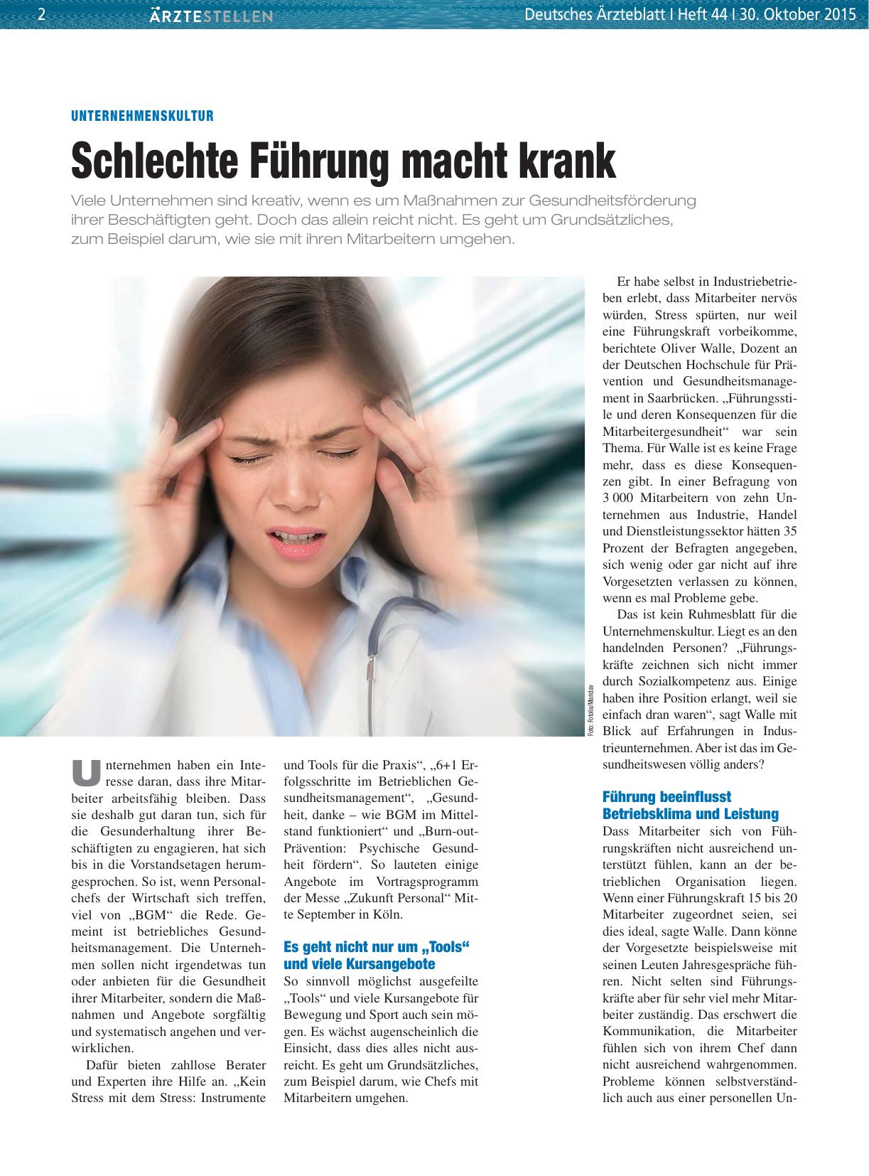 Vorschauseite 1: Unternehmenskultur: Schlechte Führung macht krank