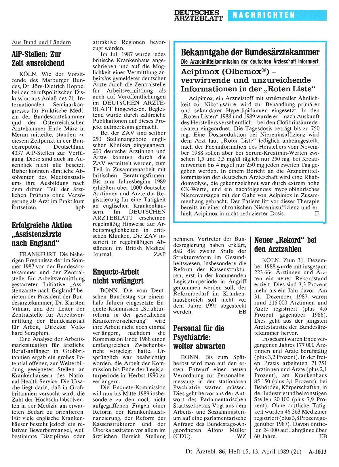 Vorschauseite 1: Erfolgreiche Aktion „Assistenzärzte nach England“