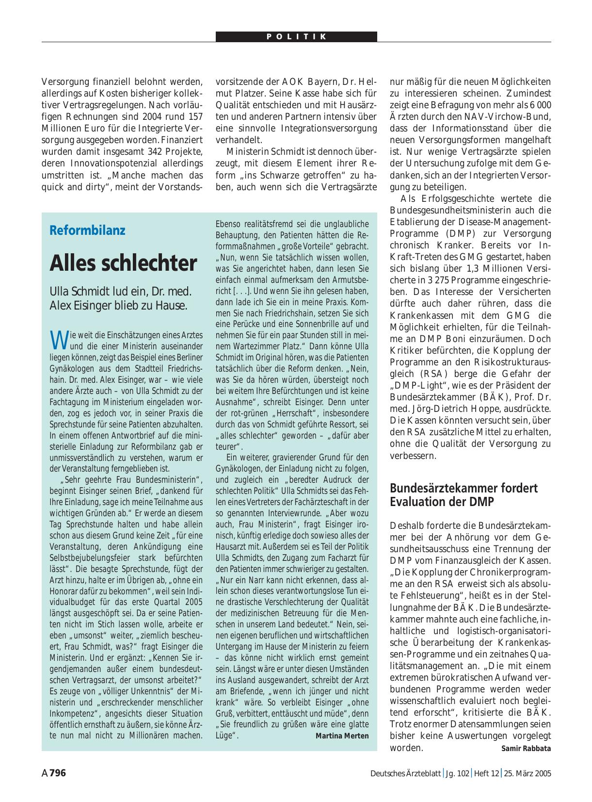 Vorschauseite 1: Reformbilanz: Alles schlechter