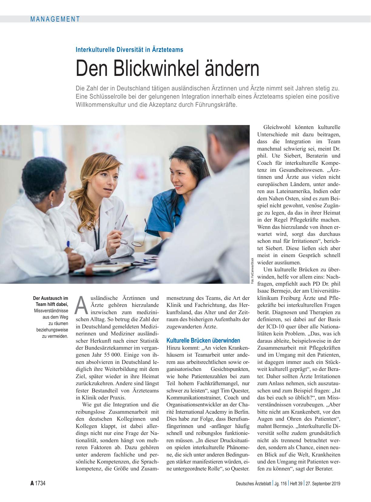 Vorschauseite 1: Interkulturelle Diversität in Ärzteteams: Den Blickwinkel ändern