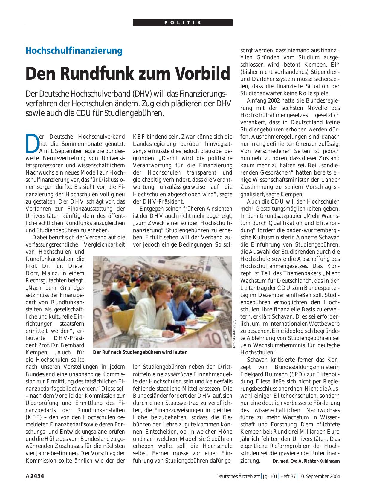 Vorschauseite 1: Hochschulfinanzierung: Den Rundfunk zum Vorbild