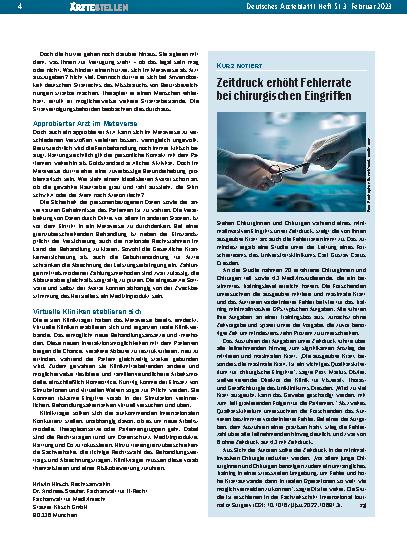 Vorschauseite 1: Zeitdruck erhöht Fehlerrate bei chirurgischen Eingriffen
