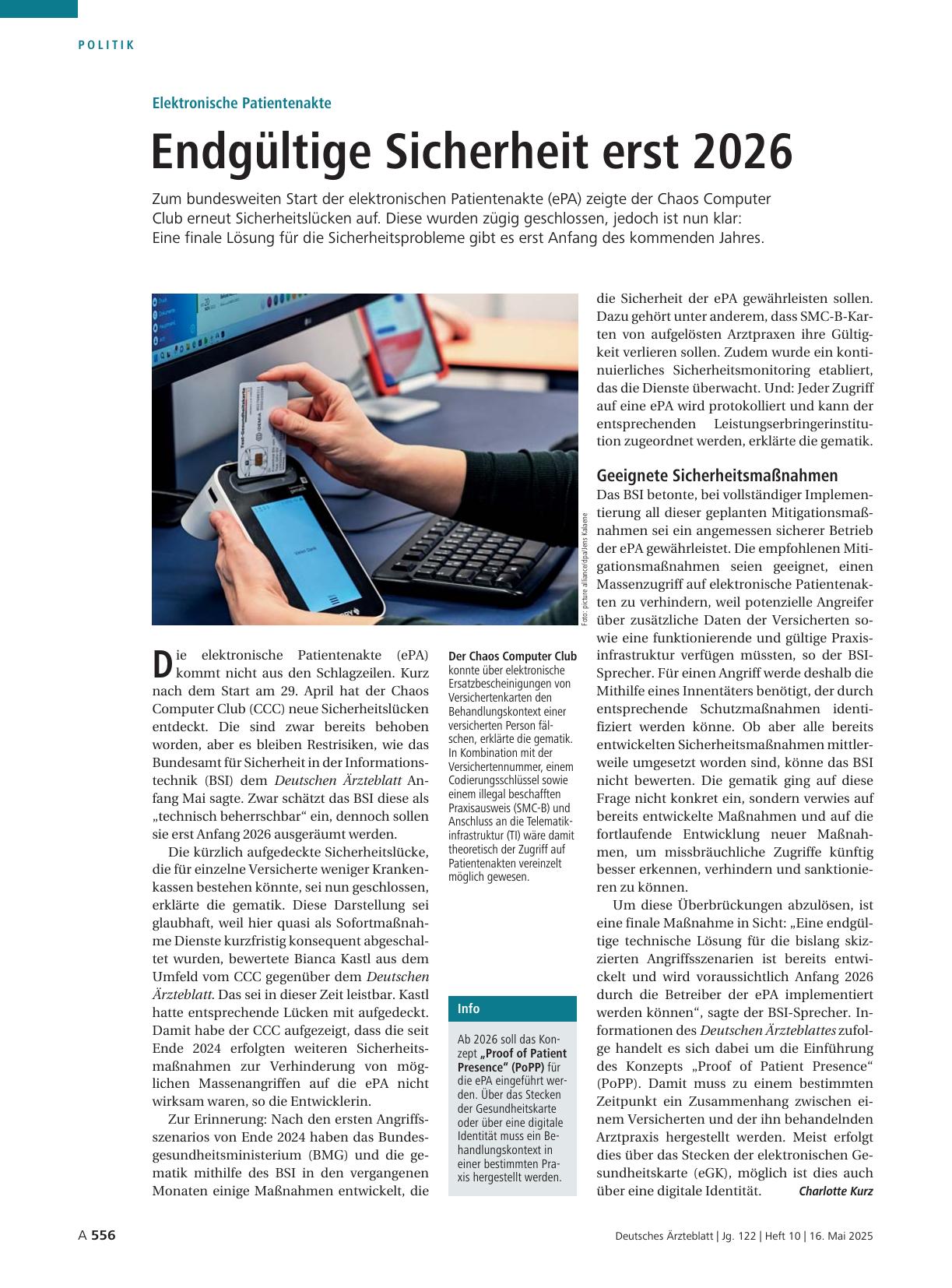 Vorschauseite 1: Elektronische Patientenakte: Endgültige Sicherheit erst 2026