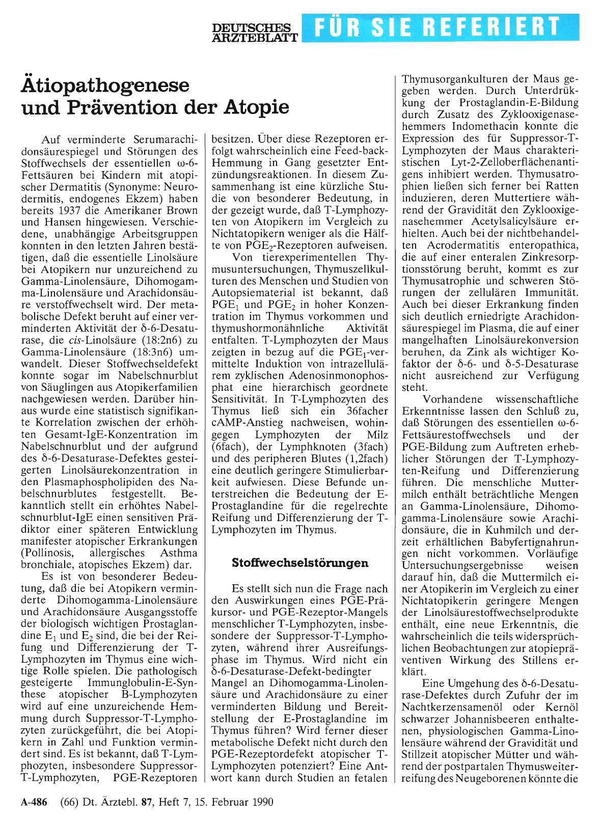 Vorschauseite 1: Ätiopathogenese und Prävention der Atopie