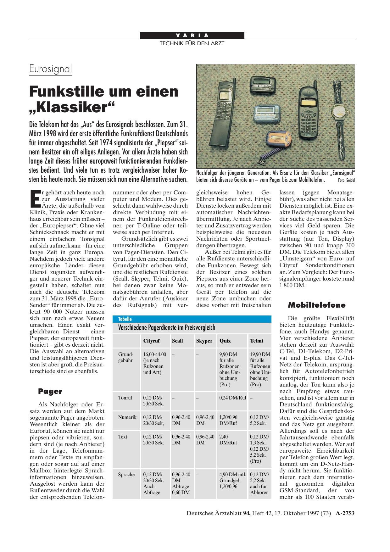 Vorschauseite 1: Eurosignal: Funkstille um einen „Klassiker“