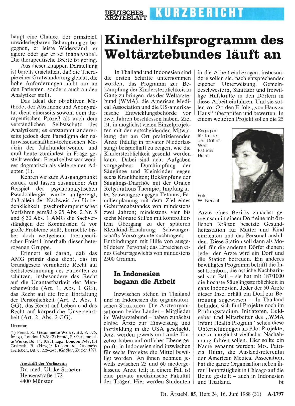 Vorschauseite 1: Kinderhilfsprogramm des Weltärztebundes läuft an
