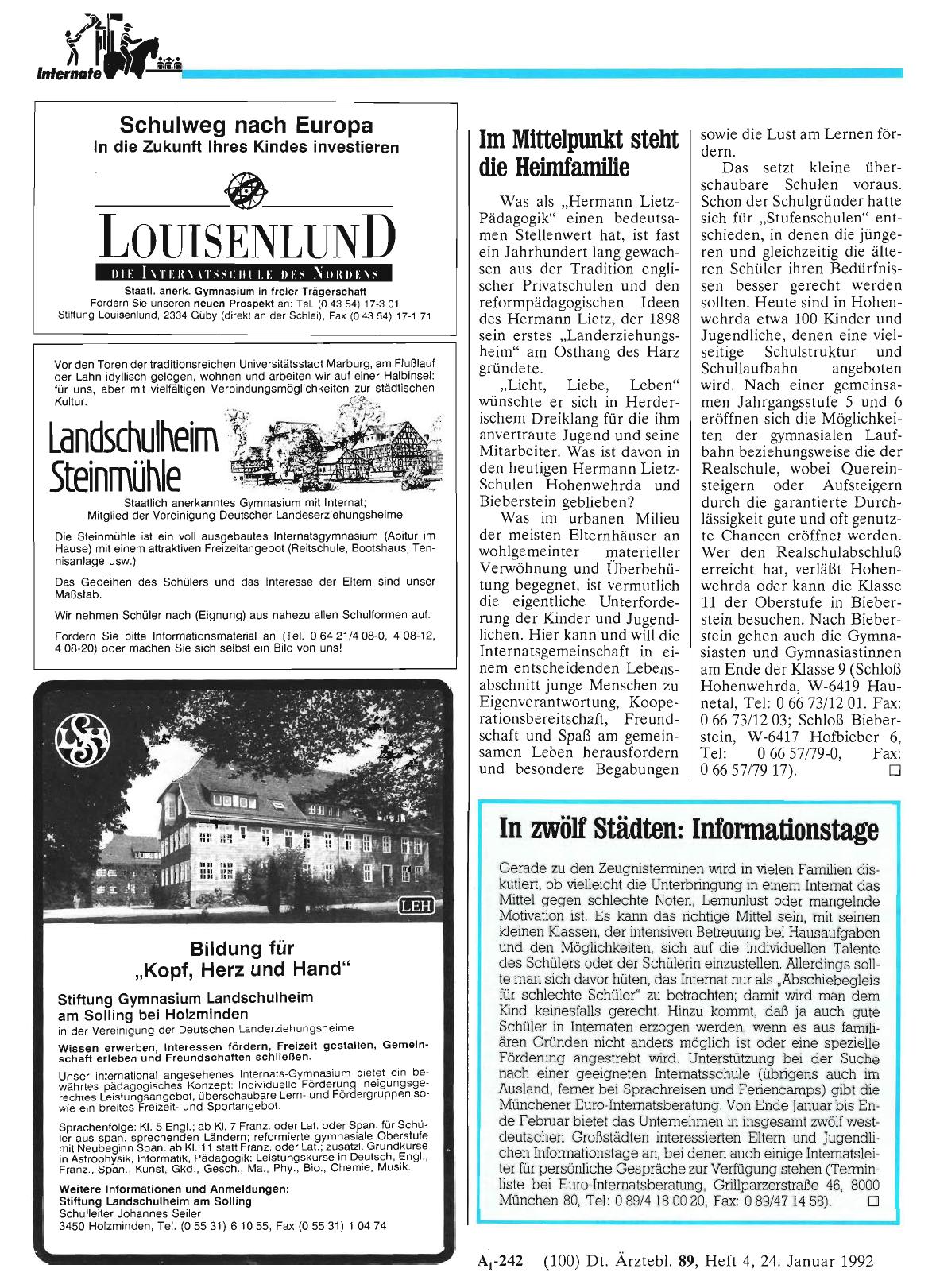 Vorschauseite 1: In zwölf Städten: Informationstage