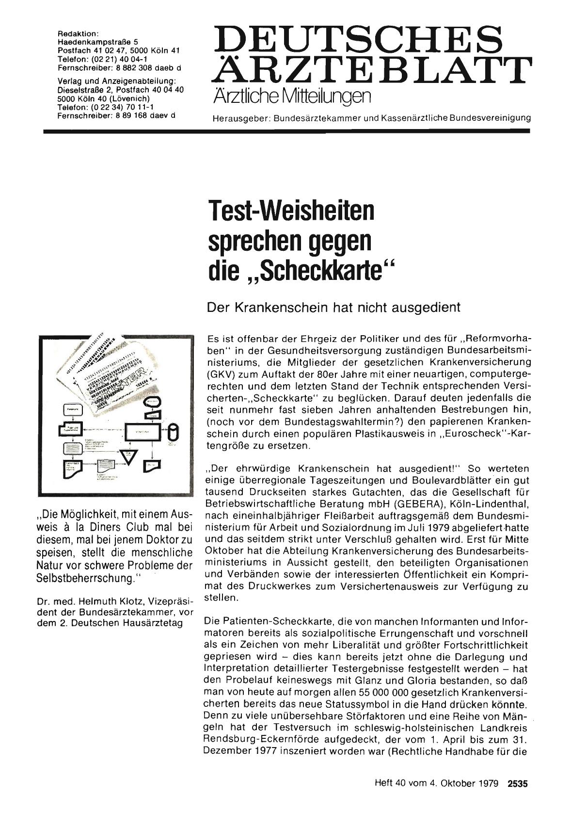 Vorschauseite 1: Test-Weisheiten sprechen gegen die „Scheckkarte“: Der Krankenschein hat nicht ausgedient